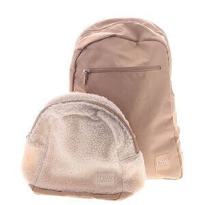 DSW Beige Backpack with Sherpa Pouch